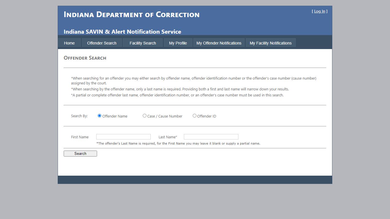 Offender Search - Indiana Department of Correction